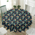 Retro Sea Turtle Pattern Print Waterproof Round Tablecloth