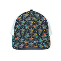 Retro Sea Turtle Pattern Print White Mesh Trucker Hat