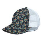 Retro Sea Turtle Pattern Print White Mesh Trucker Cap