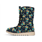 Retro Sea Turtle Pattern Print Winter Boots