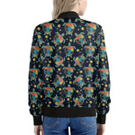 Retro Sea Turtle Pattern Print Women's Bomber Jacket