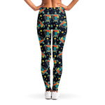 Retro Sea Turtle Pattern Print Women's Leggings