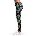 Retro Sea Turtle Pattern Print Women's Leggings