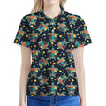 Retro Sea Turtle Pattern Print Women's Polo Shirt