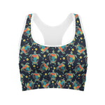 Retro Sea Turtle Pattern Print Women's Sports Bra