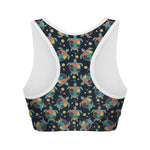 Retro Sea Turtle Pattern Print Women's Sports Bra