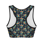 Retro Sea Turtle Pattern Print Women's Sports Bra