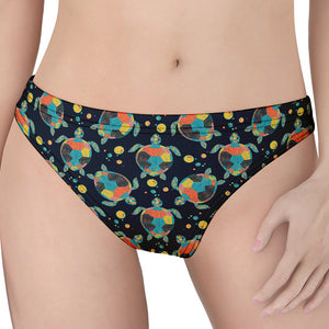 Retro Sea Turtle Pattern Print Women's Thong