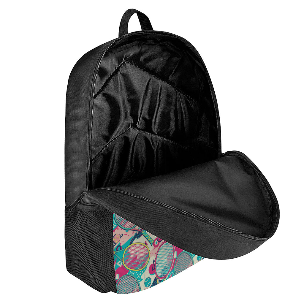 Retro Tennis Pattern Print 17 Inch Backpack