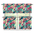 Retro Tennis Pattern Print 3 Piece Kitchen Curtains