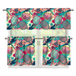 Retro Tennis Pattern Print 3 Piece Kitchen Curtains