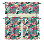 Retro Tennis Pattern Print 3 Piece Kitchen Curtains