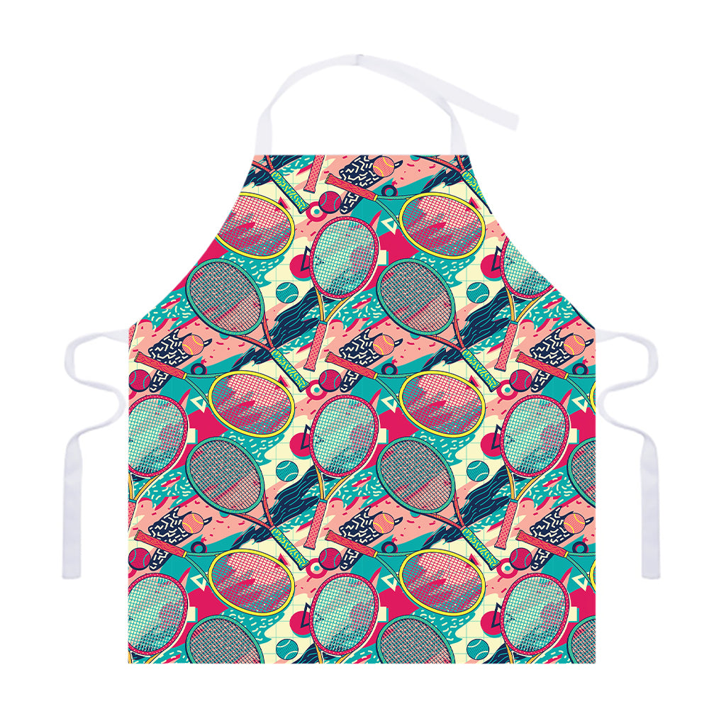 Retro Tennis Pattern Print Adjustable Apron