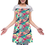 Retro Tennis Pattern Print Adjustable Apron