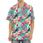 Retro Tennis Pattern Print Aloha Shirt