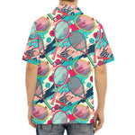 Retro Tennis Pattern Print Aloha Shirt