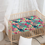 Retro Tennis Pattern Print Baby Crib Sheet