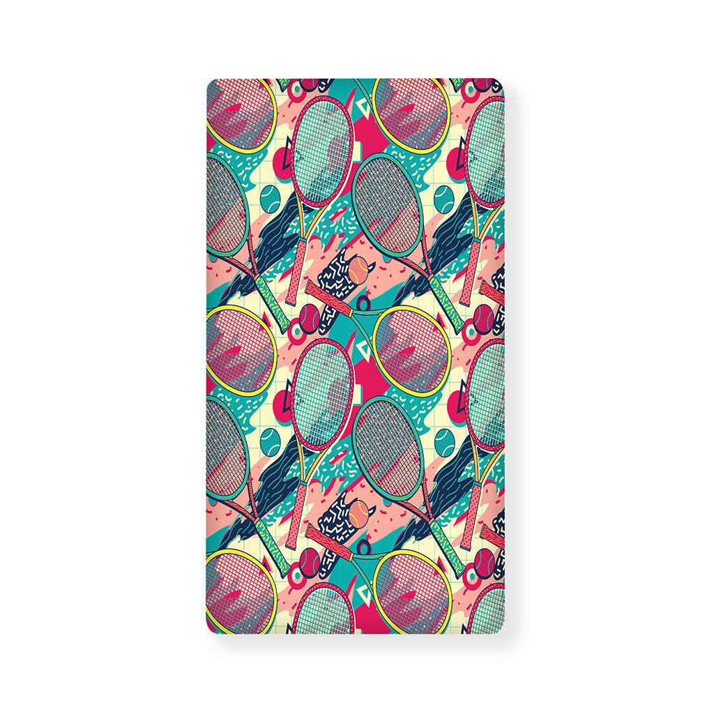 Retro Tennis Pattern Print Baby Crib Sheet