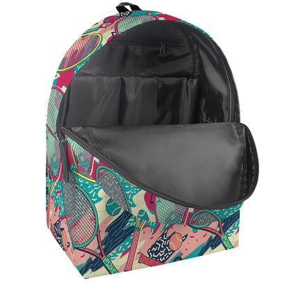 Retro Tennis Pattern Print Backpack