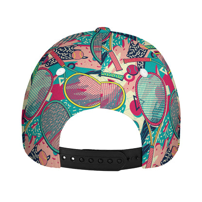 Retro Tennis Pattern Print Baseball Cap