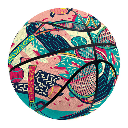 Retro Tennis Pattern Print Basketball