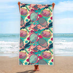 Retro Tennis Pattern Print Beach Towel