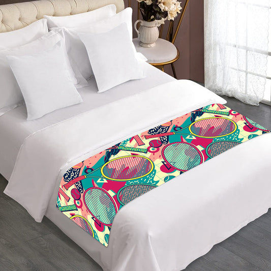 Retro Tennis Pattern Print Bed Runner