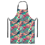 Retro Tennis Pattern Print Bib Apron With Pocket