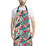Retro Tennis Pattern Print Bib Apron With Pocket