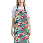 Retro Tennis Pattern Print Bib Apron With Pocket