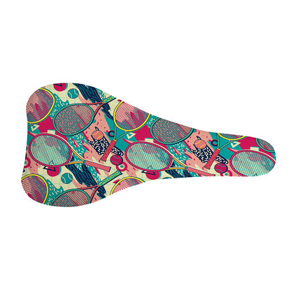 Retro Tennis Pattern Print Bicycle Seat Cover