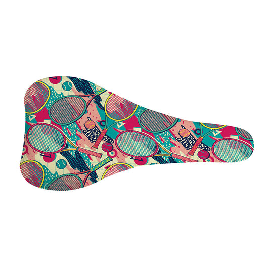 Retro Tennis Pattern Print Bicycle Seat Cover