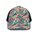 Retro Tennis Pattern Print Black Mesh Trucker Hat