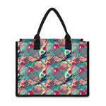 Retro Tennis Pattern Print Canvas Tote Bag
