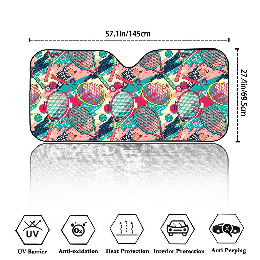 Retro Tennis Pattern Print Car Windshield Sun Shade