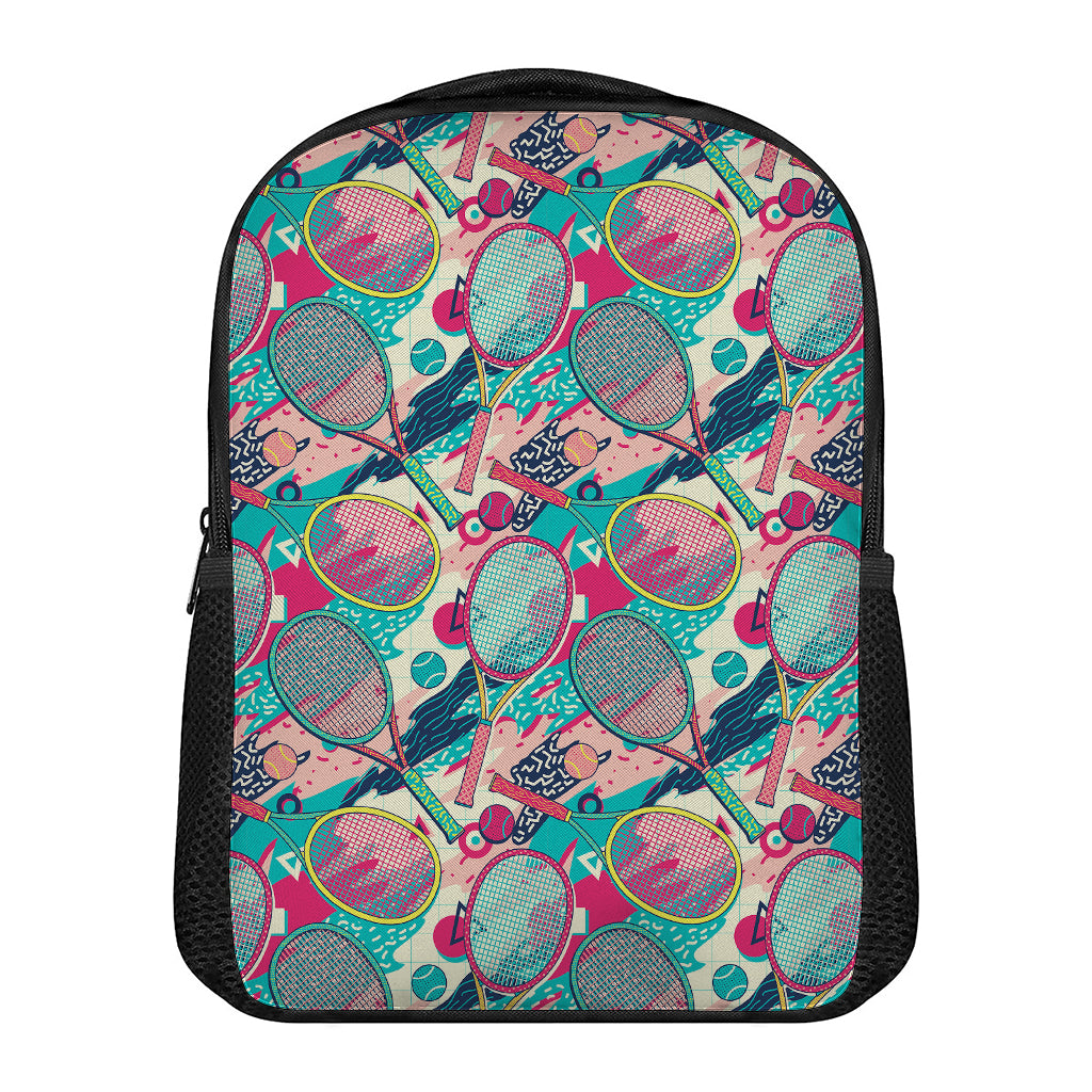 Retro Tennis Pattern Print Casual Backpack