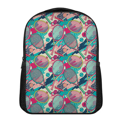 Retro Tennis Pattern Print Casual Backpack