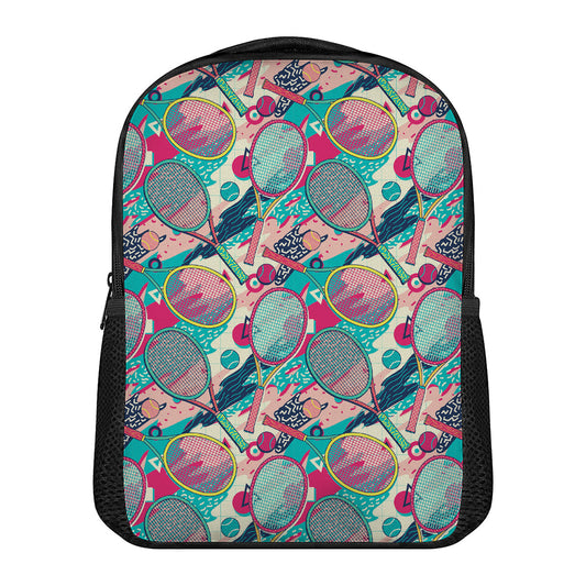Retro Tennis Pattern Print Casual Backpack