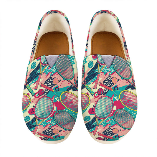 Retro Tennis Pattern Print Casual Shoes