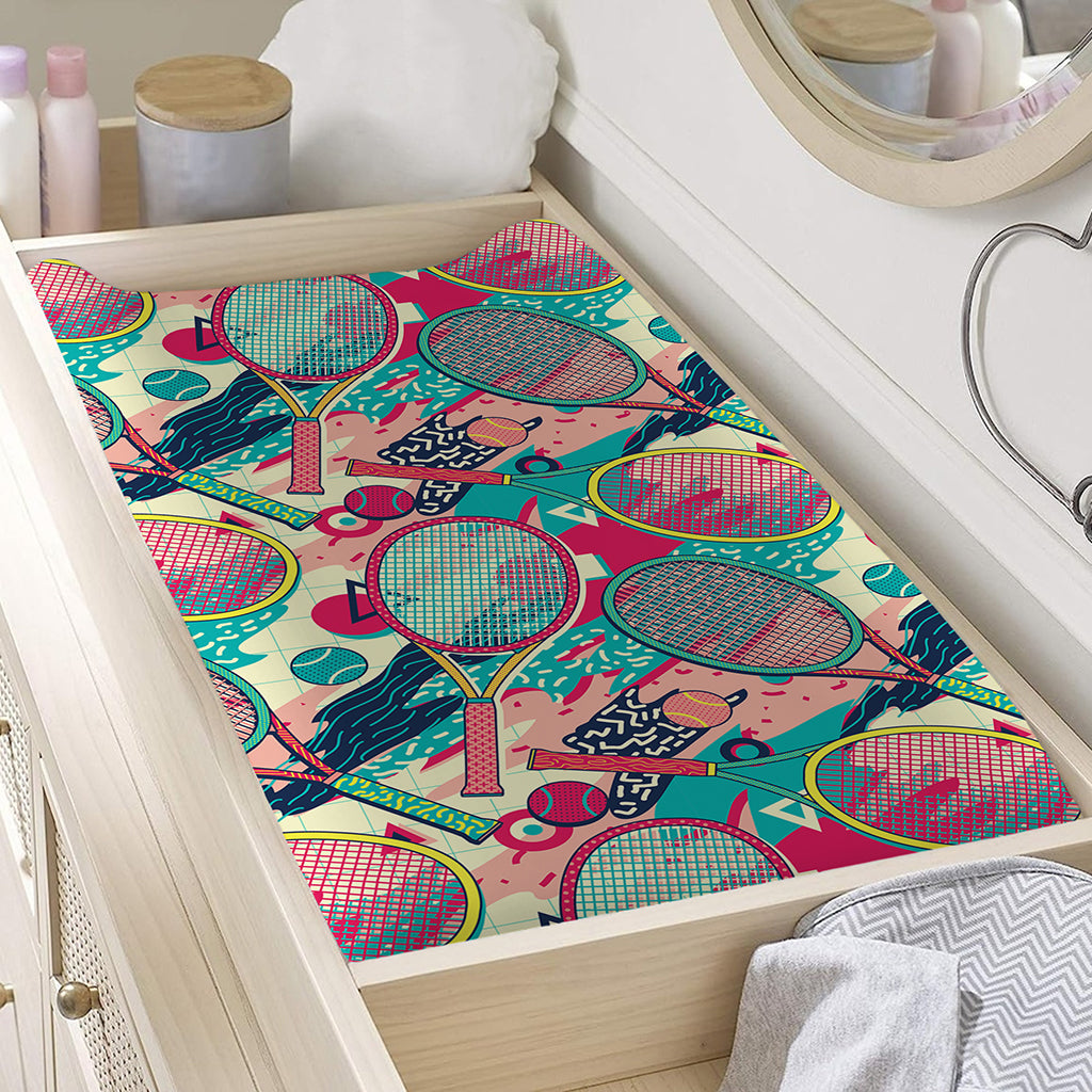 Retro Tennis Pattern Print Changing Pad Cover