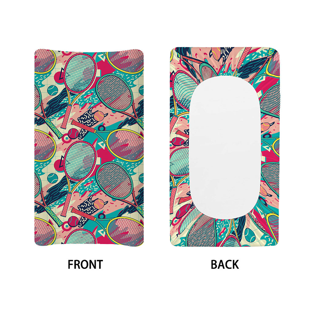 Retro Tennis Pattern Print Changing Pad Cover