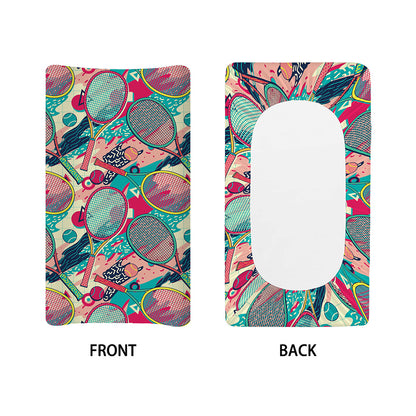 Retro Tennis Pattern Print Changing Pad Cover