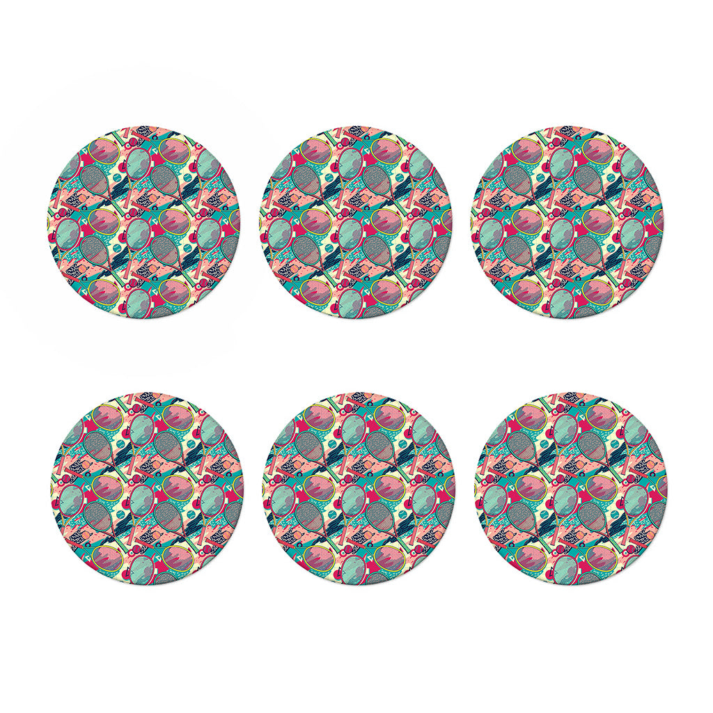 Retro Tennis Pattern Print Coaster Set