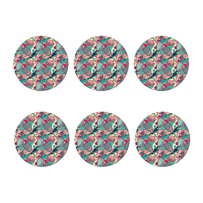 Retro Tennis Pattern Print Coaster Set