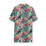 Retro Tennis Pattern Print Cotton Hawaiian Shirt