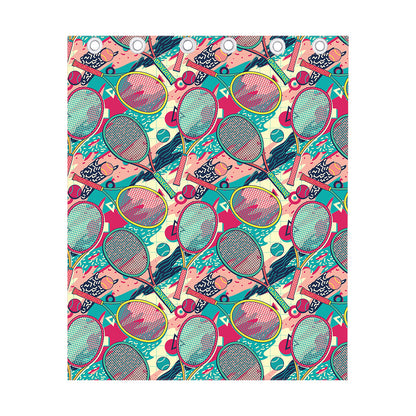 Retro Tennis Pattern Print Curtain