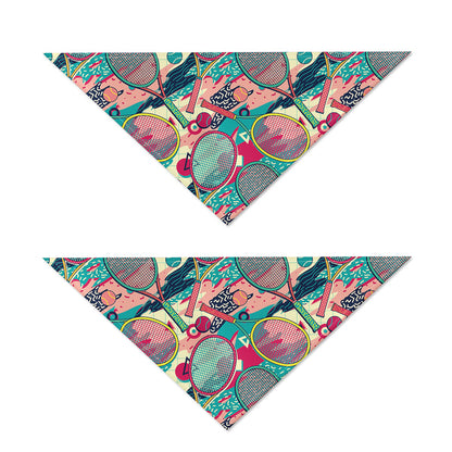 Retro Tennis Pattern Print Dog Bandana