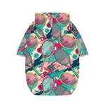 Retro Tennis Pattern Print Dog Zip Up Hoodie