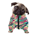 Retro Tennis Pattern Print Dog Zip Up Jacket