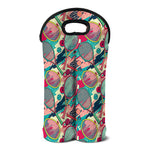 Retro Tennis Pattern Print Double Neoprene Wine Tote
